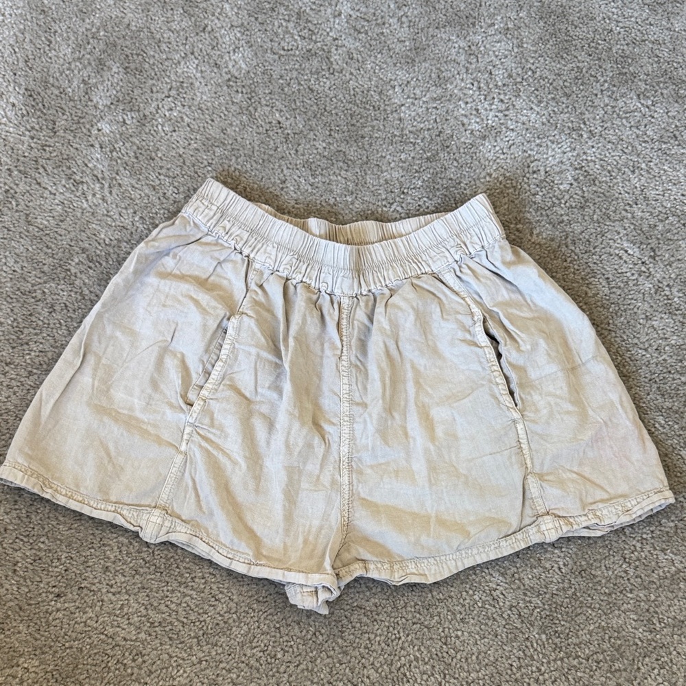 Free People High Waist Cream Shorts